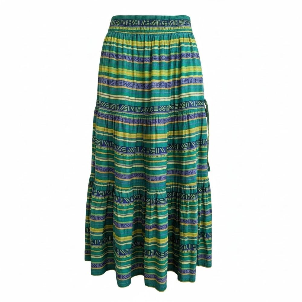 LizSport Vintage 90s Graphic Striped Peasant Skirt Broomstick Cotton size Medium - Picture 4 of 4